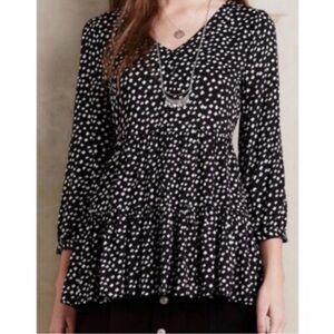 Black and White Patterned Long Sleeve Top